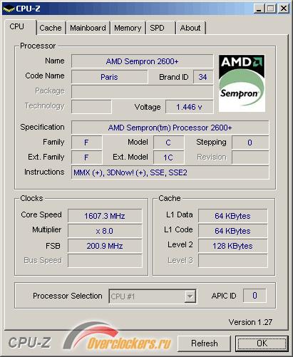 Разгон процессора AMD Sempron 2600